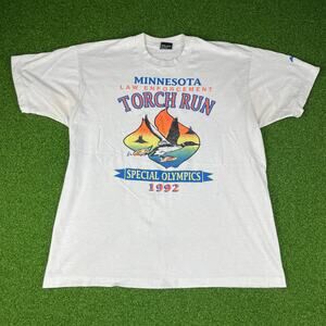 Vintage 1992 Minnesota Law Enforcement Torch Run Special Olympics T-Shirt Sz XL